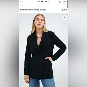 NWT- Marcella New York Linden Linen Blend Blazer in Black- Size M